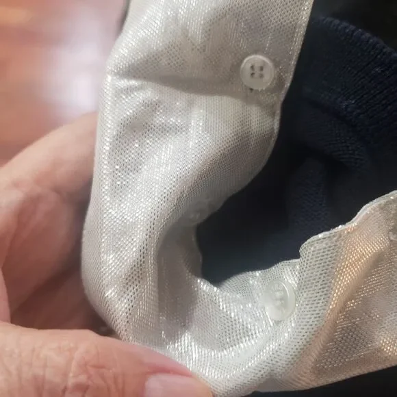 TORY BURCH Navy Dickie V-Neck Wool Pullover White Removable Collar/Cuffs M UUU - Picture 3 of 4